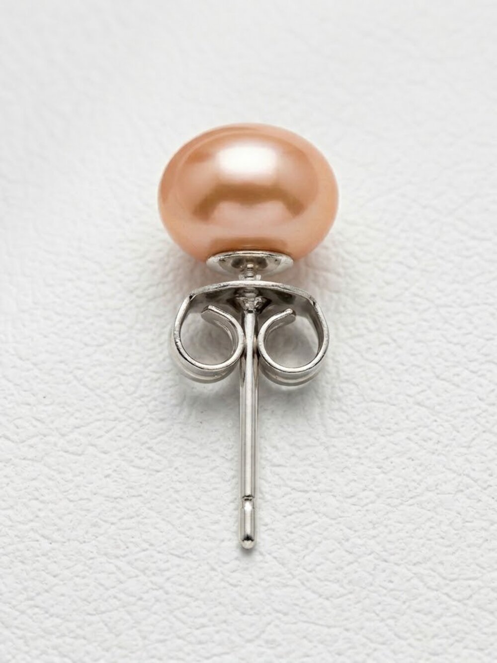 Men's Single  Pink/Peach Real Pearl set on genuine 925 silver